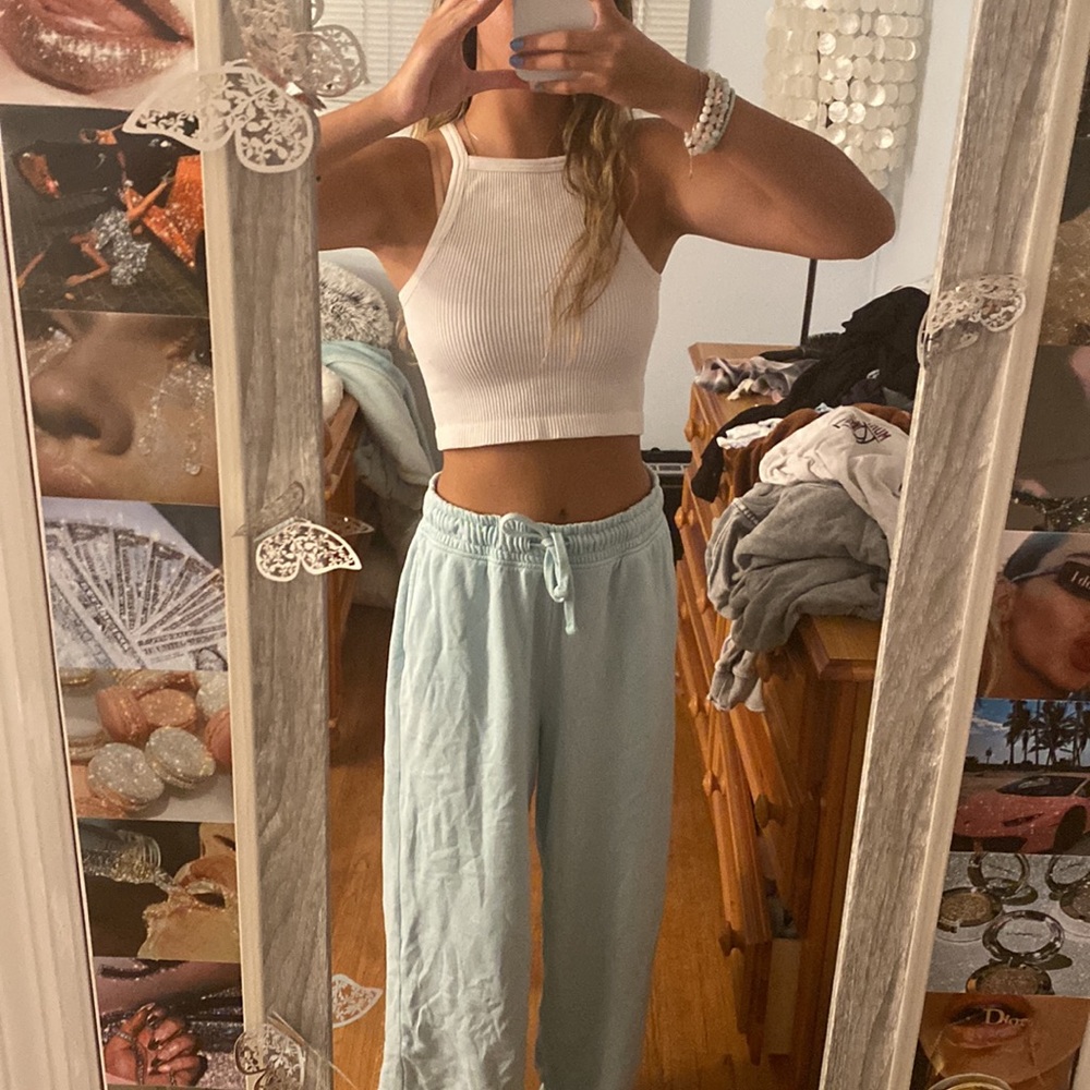 Ribbed White High Neck Cropped Tank (NWOT)